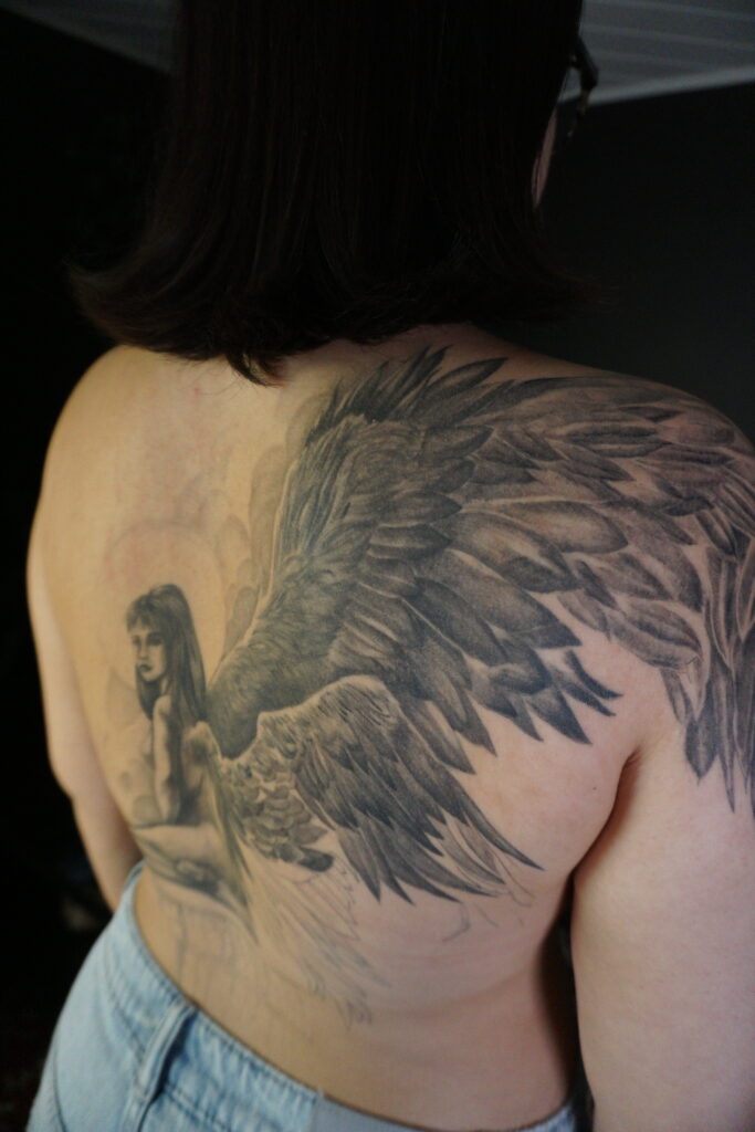 Full Angel backpiece tattoo